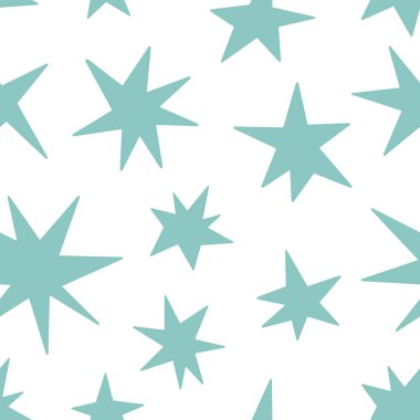 Karalama yıldızlı kusursuz desen. Basit, şirin bir tasarım. Vektör illüstrasyonu