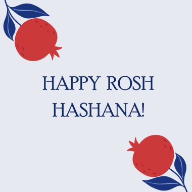 Yahudi Yeni Yıl kartı tasarımı. Rosh Hashanah 'ın sembolü nar. - Mutlu yıllar. Vektör illüstrasyonu