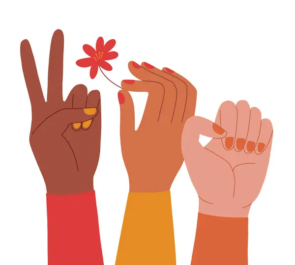 Γυναικεία Ομάδα Γυναικεία Χέρια Έτοιμα Γροθιά Σηκωμένη Γυναικεία Δύναμη Φεμινισμός Royalty Free Διανύσματα Αρχείου