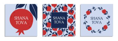 Yahudi Yeni Yıl Kart Tasarımı. Rosh Hashanah 'ın sembolü nar. - Mutlu yıllar. Vektör illüstrasyonu