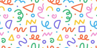 El çiziminin soyut, renksiz mürekkep desenli çizgili çizgi elementleri. Çocuklar için yaratıcı minimalist tarz sanat geçmişi ya da temel şekilli moda tasarımı. Vektör illüstrasyonu