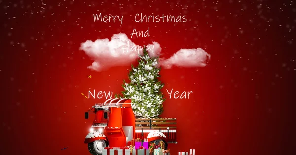Vrolijk Kerstfeest Gelukkig Nieuwjaar Kaart Behang Ontwerp Illustratie Rendering — Stockfoto