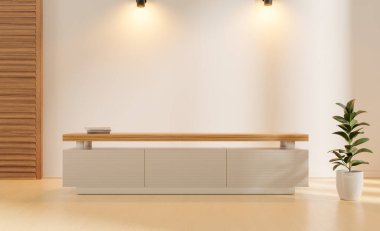 Warm tone and clearly room with mock up design for text and element, 3d illustration rendering