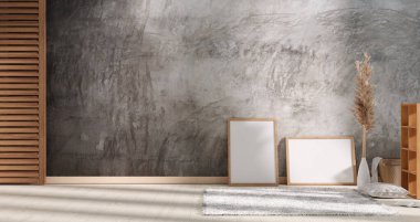 Cement loft wall mock up for text and element presentation design, 3D illustration rendering