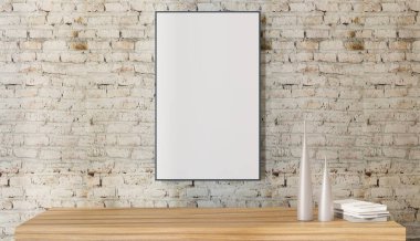 Beyaz odadaki resim çerçevesi tasarım, 3D illüstrasyon oluşturma