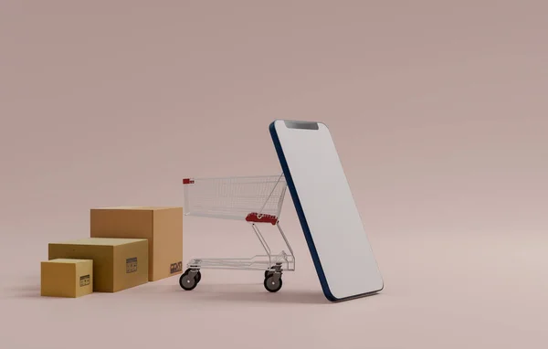 Smart Phone Shopping Online Concept Illustration Rendering — Stock Photo, Image
