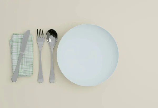 Dish Spoon Clearly Background Break Fast Pack Concept Illustration Rendering — Stock Photo, Image