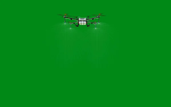 Landwirtschaft Drohne Dünger Sprühen Auf Grünem Hintergrund Illustration Rendering — Stockfoto