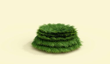 çok katmanlı eğreltiotu deseni, podyum bitkisi için dizayn edilmiş açık renk arka planı, 3D illüstrasyon