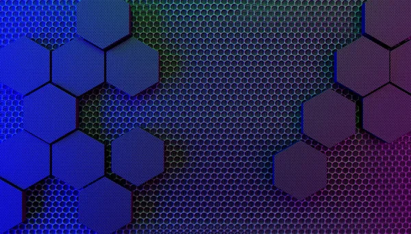 Hexagon geometry shapes in nano texture, abstract background, 3D illustration rendering