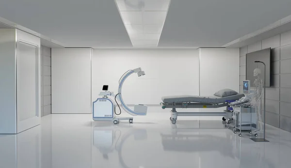Sauberes Medizinisches Zimmer Mit Arm Und Krankenhausbett Illustrationen — Stockfoto