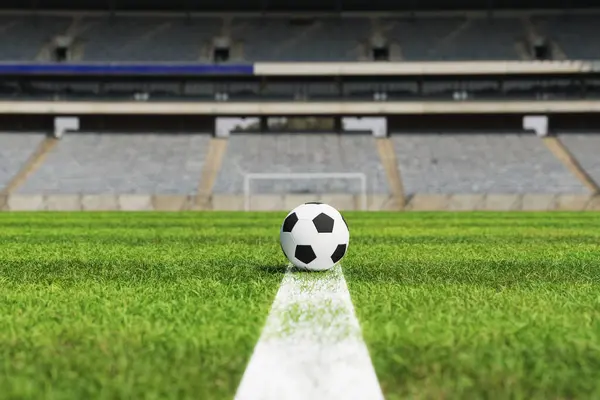 Футбольный Мяч Футбольном Поле Иллюстрации Рендеринга Стоковая Картинка