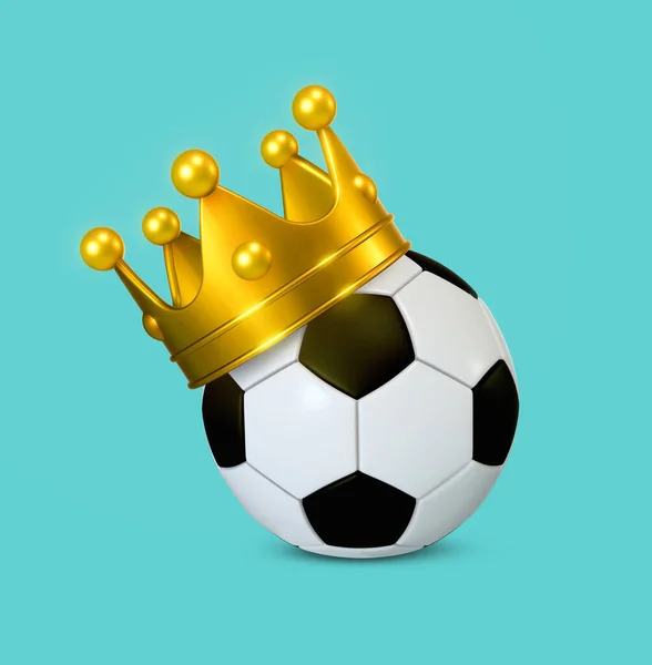 A 3d soccer ball with royal crown., 3d rendered soccer ball with a golden crown., 3D rendering.