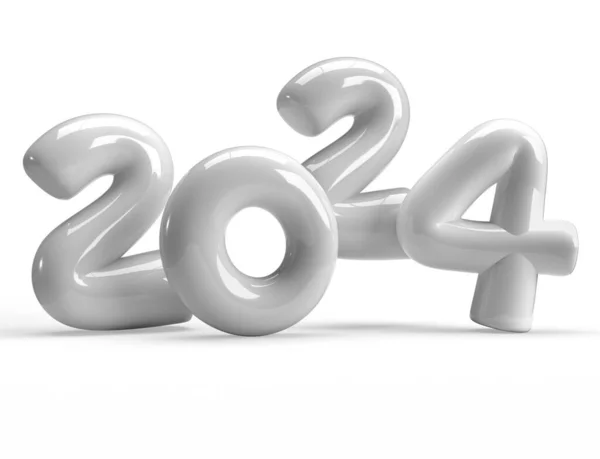 2024 Balloons 2024 White Balloons Isolated Clear Background Rendering Object — Stock Photo, Image