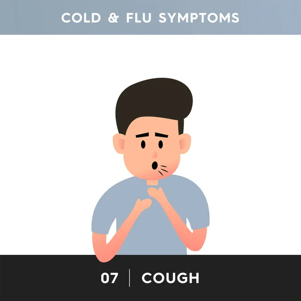 Vector Illustration Man Suffering Cold Person Experiences Chest Pain Due — Stock Vector