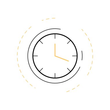 Vector outlined illustration of a clock on a white background. Watch icon, clock symbol. Vector icon of a clock representing concept of running time, deadline clipart