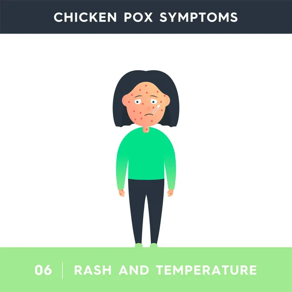 Vector Illustration Girl Rash Her Face Girl Symptoms Chicken Pox — Stock Vector