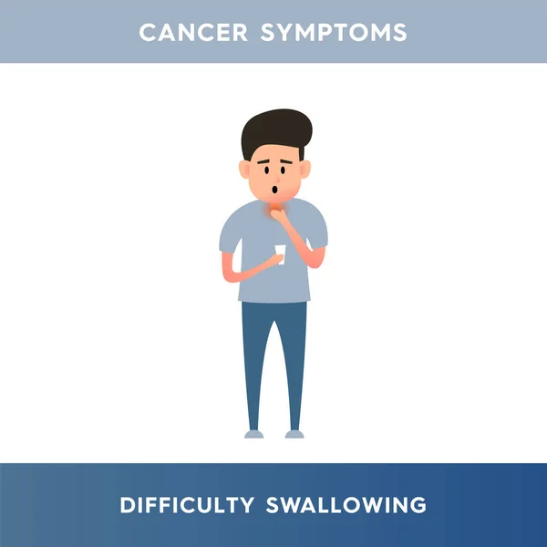 Vector Illustration Man Experiencing Pain Swallowing Person Suffering Dysphagia Holds — ストックベクタ
