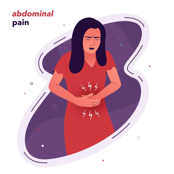 Ilustración Vectorial Una Chica Que Está Experimentando Dolor Estómago Chica — Archivo Imágenes Vectoriales