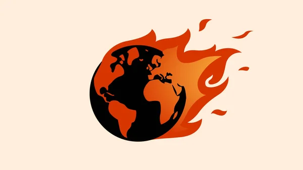 Vector Illustration Planet Earth Fire Simple Concept Illustration Representing Massive — Stock Vector