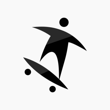 Kaykaycının vektör ikonu kaykay üzerinde numaralar yapıyor. Bir atlet kaykaya biner. Fiziksel olarak aktif spor. Düz simge, piktogram. Spor etkinlikleri ve yarışmaları