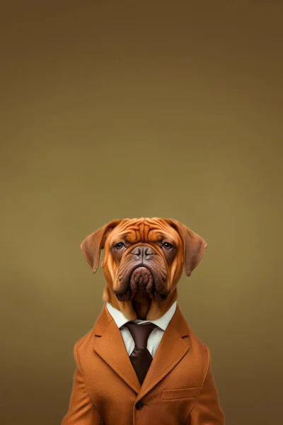 Dogo Bordeaux breed dog wearing a suit breed dog wearing a suit and tie