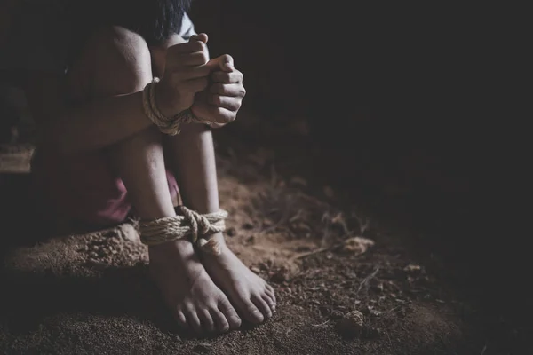 Niño Fue Víctima Trata Personas Violaciones Los Derechos Humanos Desaparecido — Foto de Stock