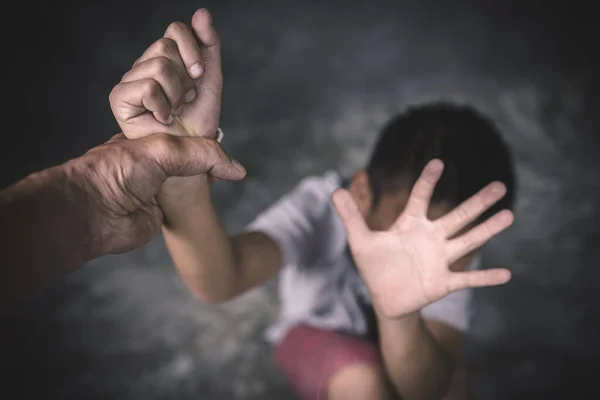 Pare Abusar Violência Violência Infantil Conceito Abusado — Fotografia de Stock
