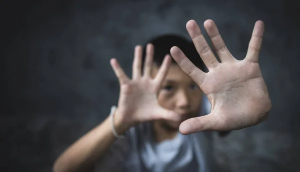 Stop Abusing Boy Violence Human Trafficking Human Rights Day Concept — Stock Photo, Image