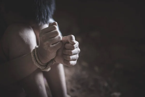 Emberkereskedelem Gyermekmunka Gyermekáldozatai Gyermekekkel Szembeni Erőszak Emberi Jogok Felszámolásának Gondolata — Stock Fotó