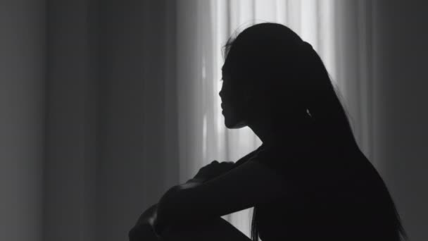 Теневое Видео Мужчина Женщина Спорят Спальне Семейный Кризис Концепция Прекращения — стоковое видео