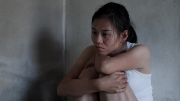 Triste Femme Dans Des Problèmes Violents Problèmes Mentaux Problèmes Vie — Video
