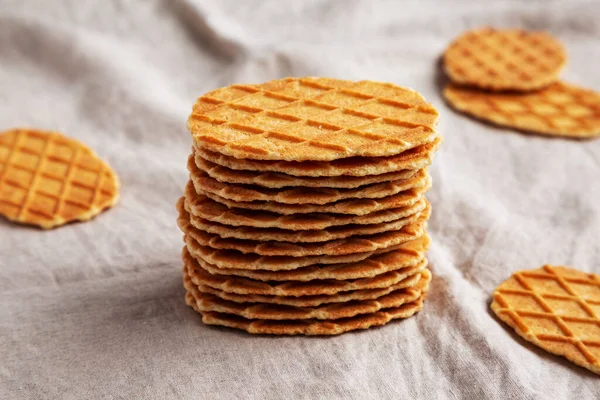 Homemade Waffle Crisps Stack Low Angle View — 스톡 사진