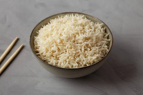 Homemade Cooked Basmati Rice Bowl Side View — Stock Photo, Image