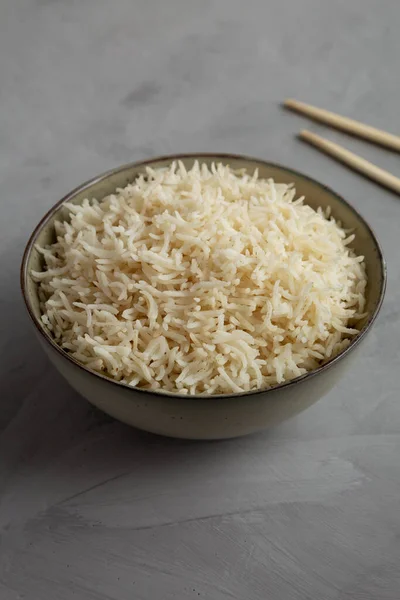 Homemade Cooked Basmati Rice Bowl Side View — Stock Photo, Image