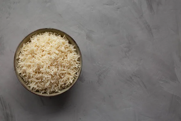 Stock image Homemade Cooked Basmati Rice in a Bowl, top view. Flat lay, overhead, from above. Copy space.