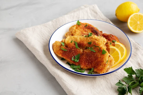 stock image Homemade Chicken Cutlets on a Plate, side view. Copy space.