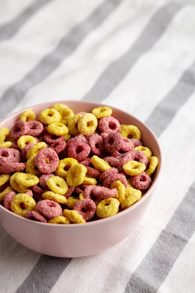Colorful Cereal Loops with Whole Milk for Breakfast. Copy space.