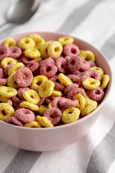 Colorful Cereal Loops with Whole Milk for Breakfast.