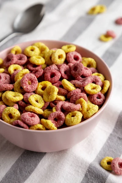 Colorful Cereal Loops with Whole Milk for Breakfast.