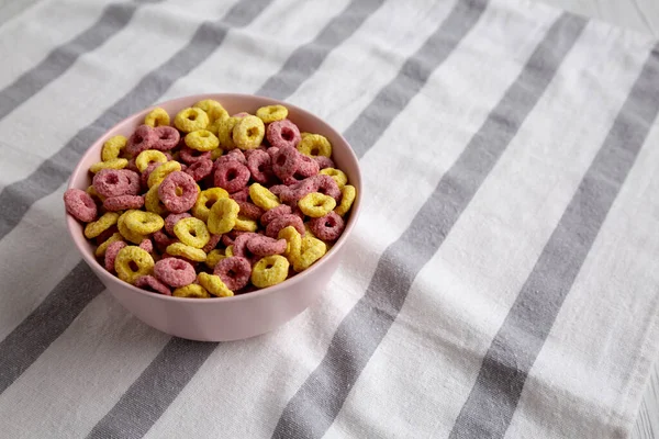 Colorful Cereal Loops with Whole Milk for Breakfast. Copy space.