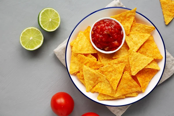 Homemade Salsa Dip Bbq Chips Ready Eat — 스톡 사진
