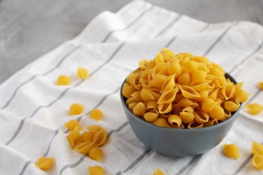 Kuru Çiğ Conchiglie Makarnası. Boşluğu kopyala.