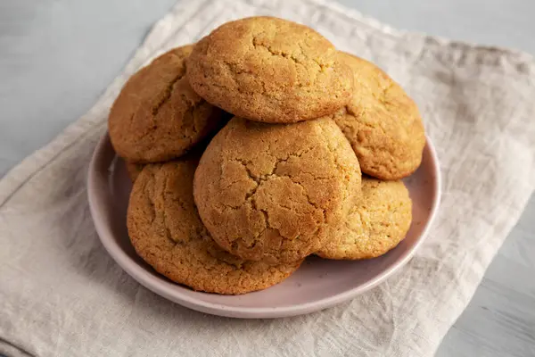 Homemade Soft Chewy Snickerdoodle Cookies Plate Side View Stock Image