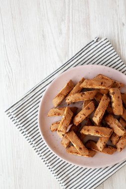 Ev yapımı Cantuccini Kurabiyeleri. Çikolata parçacıklı, en iyi manzara.. 