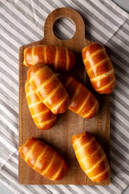 Ev yapımı Kolache Rolls Yemeye Hazır, üst manzara.