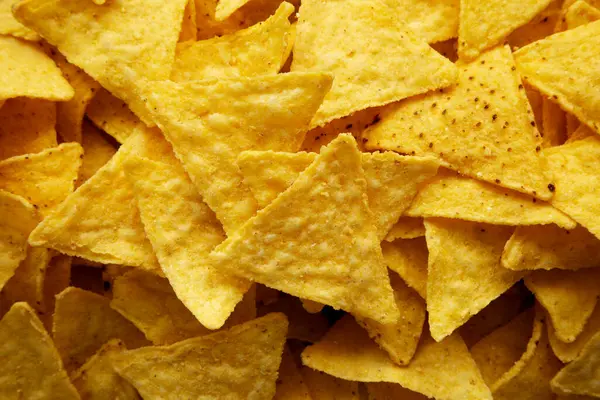 Ev yapımı Tortilla Mısır cipsi, en iyi manzara. Yukarıdan, yukarıdan.. 