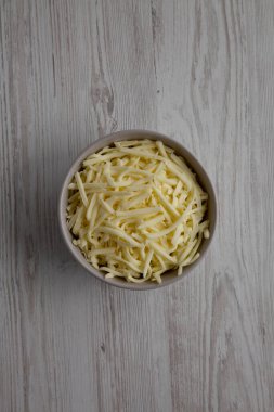 Paramparça Mozzarella peyniri, en iyi manzara. Yukarıdan, yukarıdan..