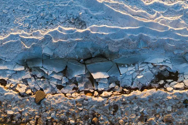 Nahaufnahme Von Schnee Und Eis Auf Der Oberfläche Der Ostsee — Stockfoto