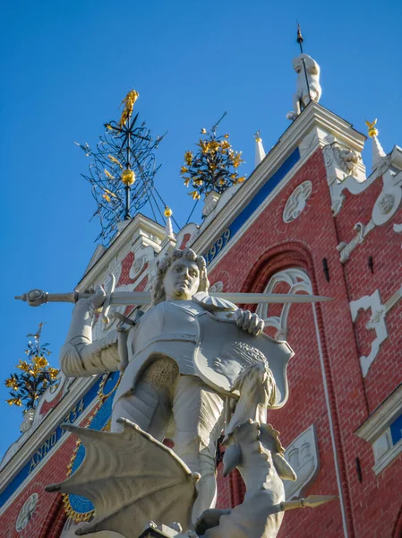 Statue House Blackheads Riga Latvia Details Architecture — Stock Photo, Image